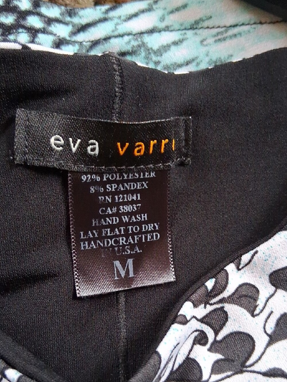 eva varro Black Dress with Teal and Peach Print - Picture 3 of 5